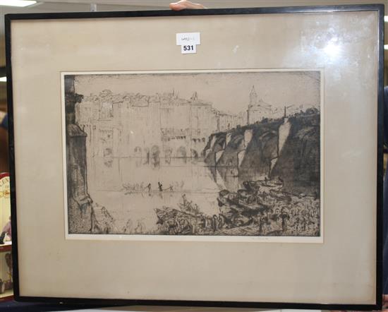 Sir Frank Brangwyn (1867-1956) etching, Albi, signed in pencil, 35 x 55cm